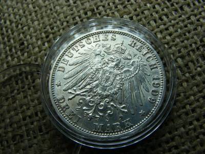 Wilhelm, 3 márka, 1909 A, ezüst