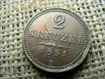 2 krajcár 1851 B, Ferenc József korona