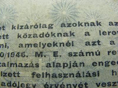 Ötszázezer Adópengő, 1946, ritkább, sorszámozott