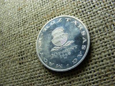 Ezüst 20 forint, 1948, Táncsics, Artex tükörveret