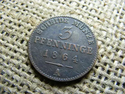 Porosz 3 Pfenninge, 1864 A, I. Vilmos