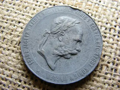 Ferenc József hadiérem, 1873, cink, fül hiányzik