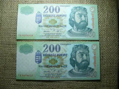200 forintos bankjegy, 2005, 2 db sorszámközeli, UNC