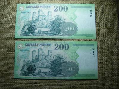 200 forintos bankjegy, 2005, 2 db sorszámközeli, UNC