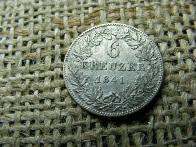 Ezüst 6 krajcár érme, 1841, kreuzer