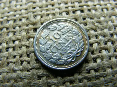 Hollandia ezüst 10 cent, 1937