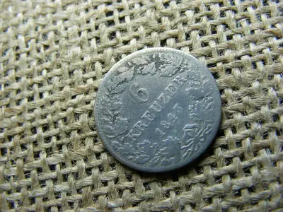 Ezüst 6 krajcár érme, 1843, Hessen