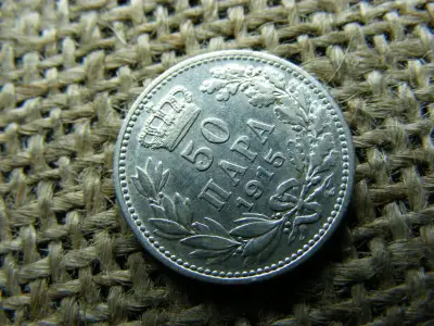 Szerbia, 50 para, 1915, ezüst érme