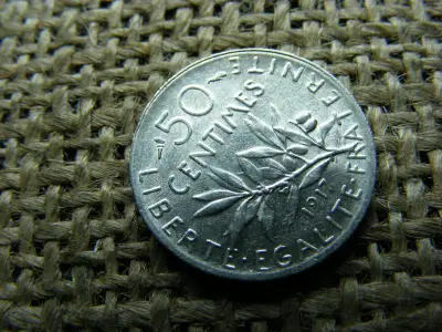 Francia 50 centimes, 1917, ezüst