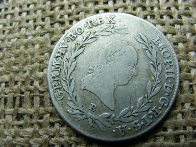 Lipót II. 20 krajcár, 1791, ezüst