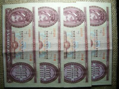 100 forintos bankjegy, 1968, kis aláírás, sorszámkövető