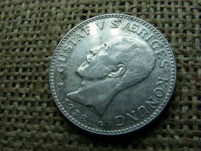 Svédország, 2 korona, 1938, ezüst