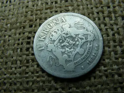 Svédország, 1 korona, 1881, ezüst
