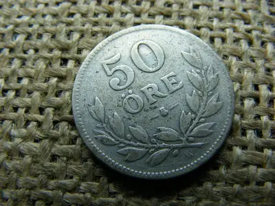 Svédország, 50 öre, 1919, ezüst