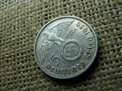 Ezüst 5 márka, 1936 E, birodalmi, ritkább