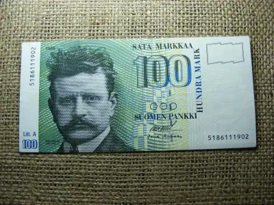 Finnország 100 márka, 1986, Markkaa, VF, (A2)