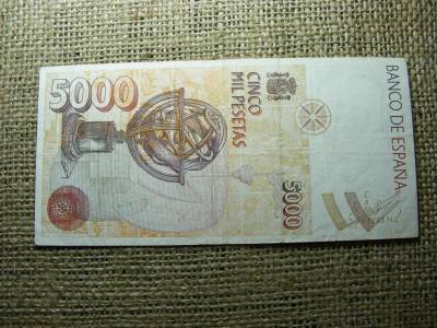 Spanyolország 5000 pezeta bankjegy, 1992, VF