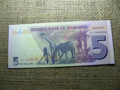 Zimbabwe 5 dolláros bankjegy, 2016, UNC