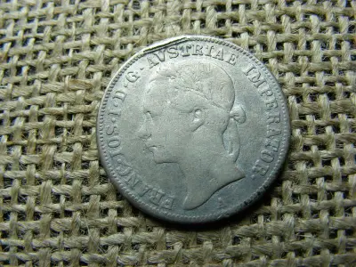 Ezüst 20 krajcár, 1852, balra nézős, ritka