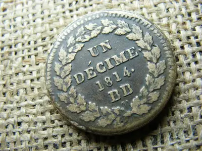 Franciaország 1 Décime, 1814, XVIII. Lajos