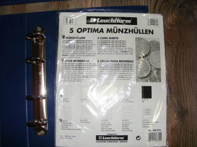 Leuchtturm Optima Érmealbum, 5 Lapos, Bővíthető, Kék