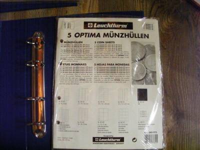 Leuchtturm Optima Érmealbum, 5 Lapos, Bővíthető, Kék