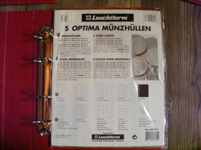 Leuchtturm Optima Érmealbum, 5 Lapos, Piros, Bővíthető