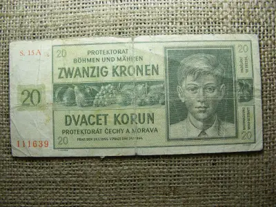 Cseh-Morva 20 korona, 1944, korun