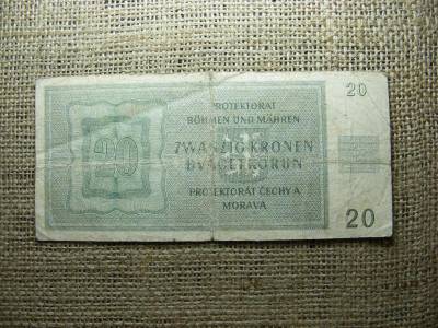 Cseh-Morva 20 korona, 1944, korun