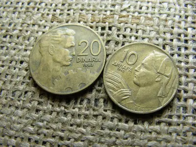 Jugoszlávia 10 és 20 dinár, 1963