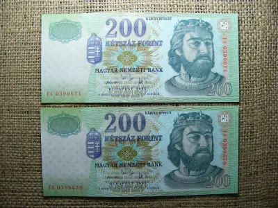 200 forintos bankjegy, 2005, 2 db sorszámkövető, UNC