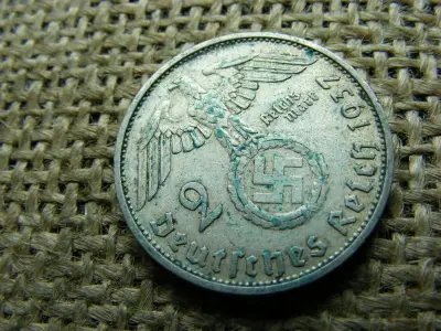 Birodalmi 2 márka, 1937 F, ezüst, eredeti állapot