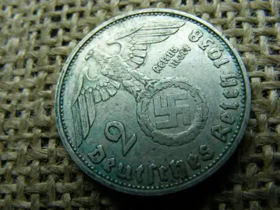 Birodalmi 2 márka, 1938 G, ezüst, eredeti állapot