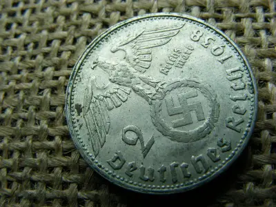 Birodalmi 2 márka, 1938 B, ezüst, eredeti állapot