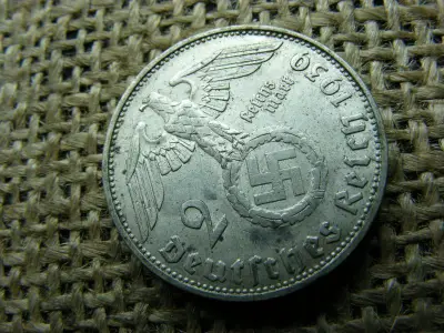 Birodalmi 2 márka, 1939 J, ezüst, eredeti állapot