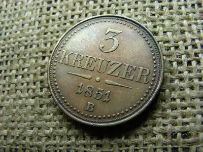 Ferenc József 3 krajcár, 1851 B, extra
