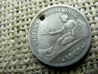 Spanyolország, 1 Peseta, 1869, Ideiglenes Kormány