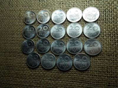 20 fillér 1971-1989, teljes verdefényes sor