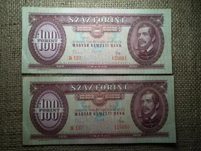 100 forintos bankjegy, 1968, kis aláírás, 2 db sorszámkövető
