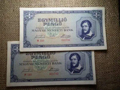 Egymillió pengő, 1945, 2 db sorszámkövető, hajtatlan
