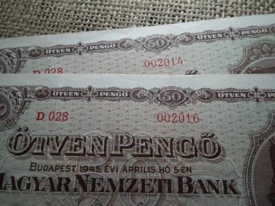50 pengő, 1945, alacsony sorszámú pár