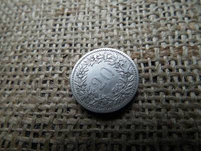 Svájc, 20 rappen 1885, fémpénz