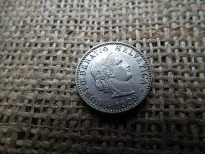 Svájc, 20 rappen 1929, fémpénz