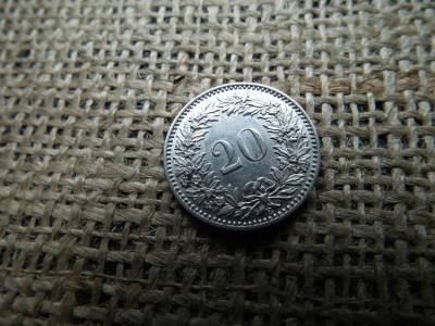 Svájc, 20 rappen 1929, fémpénz