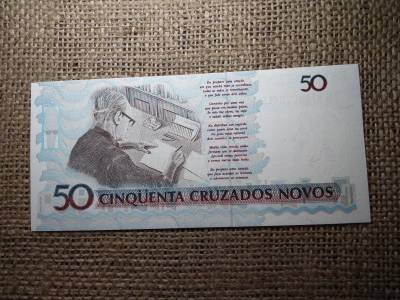 Brazília, 50 cruzeiros, 1990, 3. kiadás, felülnyomva