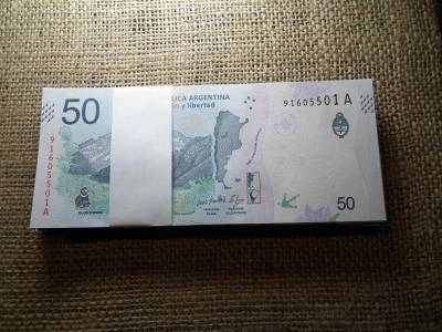 Argentína 50 peso bankjegy, 2018-2020, 100 db, sorszámkövető