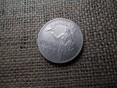 Románia, 100000 lei, 1946, ezüst, óriás