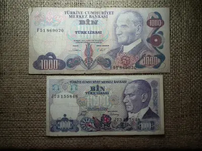 Törökország 1000 lírás bankjegy, 1970, 2 db különböző