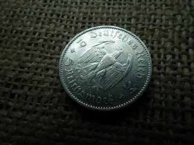 Birodalmi ezüst 5 márka, 1934, G jelzés