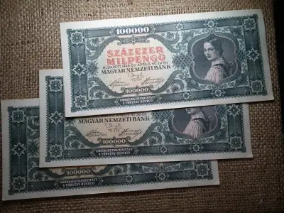 Százezer Milpengő, 1946, 3 db sorszámkövető, hajtatlan